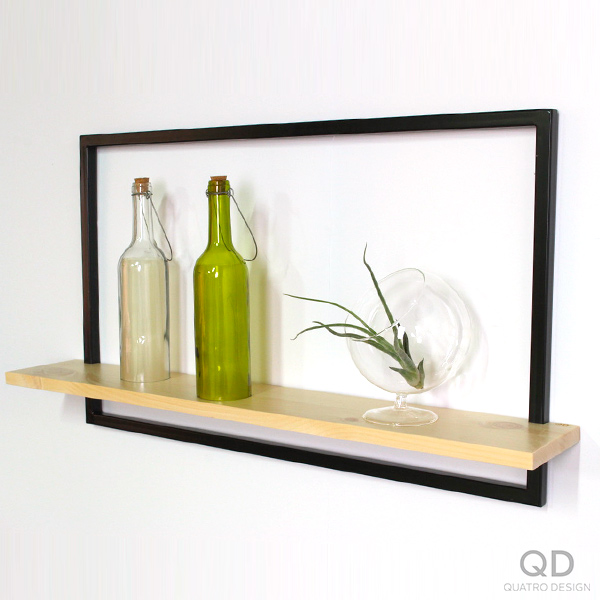 Cadre en acier avec tablette - Noir et naturel