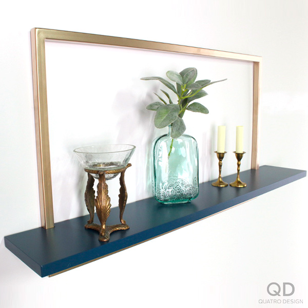 Cadre en acier avec tablette - Or et bleu