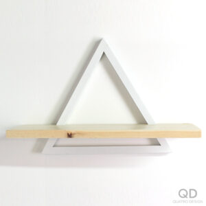 Cadre triangulaire en acier avec tablette - Blanc et naturel