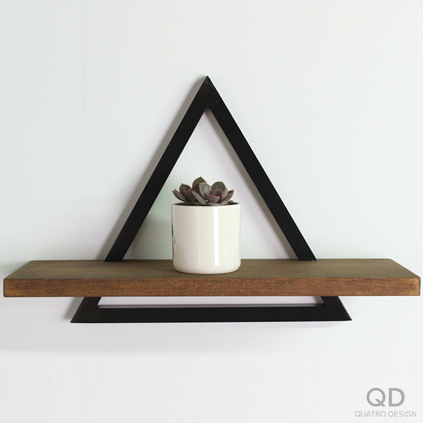 Cadre triangulaire en acier avec tablette - Noir et brun