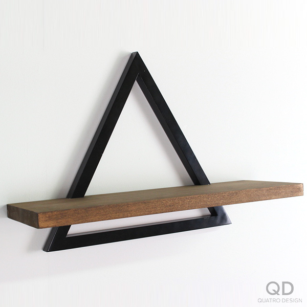 Cadre triangulaire en acier avec tablette - Noir et brun – Image 3