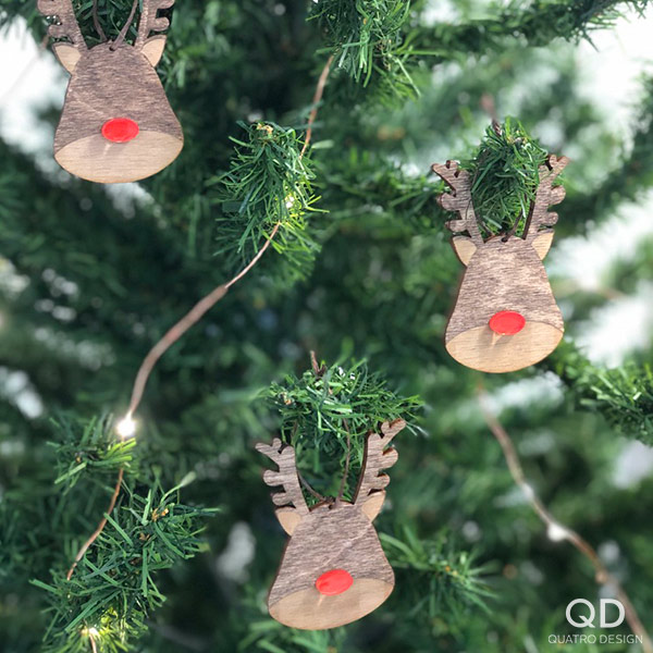 Ornements de bois « Renne au nez rouge » – Image 2